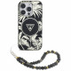 Guess IML Palm Trees Triangle with Pearl Strap MagSafe (GUHMP16LHPCTPLSK) iPhone 16 Pro Black