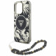 Guess IML Palm Trees Triangle with Pearl Strap MagSafe (GUHMP16LHPCTPLSK) iPhone 16 Pro Black