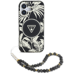 Guess IML Palm Trees Triangle with Pearl Strap MagSafe (GUHMP16SHPCTPLSK) iPhone 16 Black