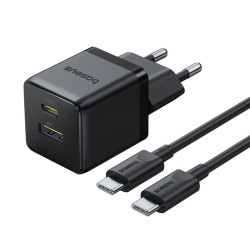 Baseus Wall Charger Palm (P1011160A113 01) with Type C Cable, Fast Charge, 2in1, USB, USB C, 30W, 20V/3A Cluster Black