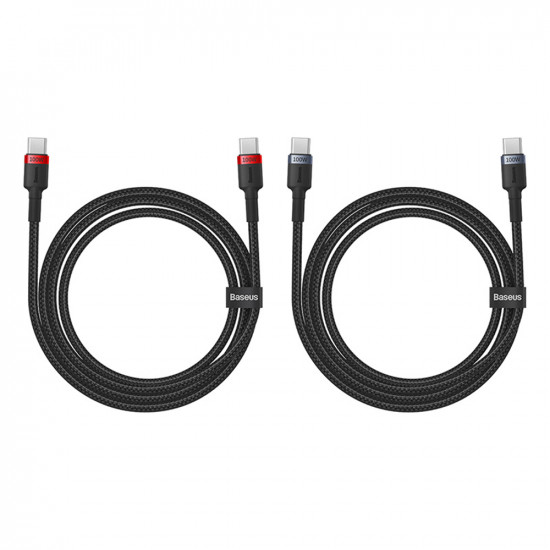 Baseus (2 pack) Data Cable Cafule (P10318306003 00) Type C to Type C, Fast Charging, 100W, 5A, 1m Black/Red, Black/Grey Baseus (2 pack) Data Cable Cafule (P10318306003 00) Type C to Type C, Fast Charging, 100W, 5A, 1m Black/Red, Black/Grey