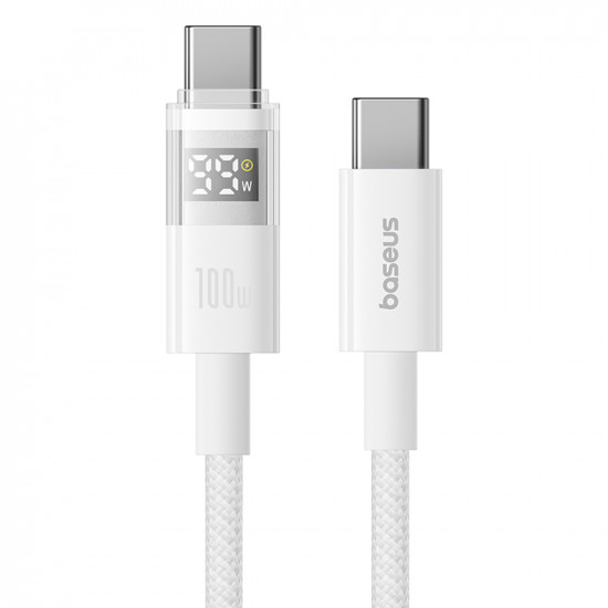Baseus Data Cable Display 2 (P10382702211 01) Fast Charging, Type C to Type C, Digital Display, 100W, 2m Moon White Baseus Data Cable Display 2 (P10382702211 01) Fast Charging, Type C to Type C, Digital Display, 100W, 2m Moon White