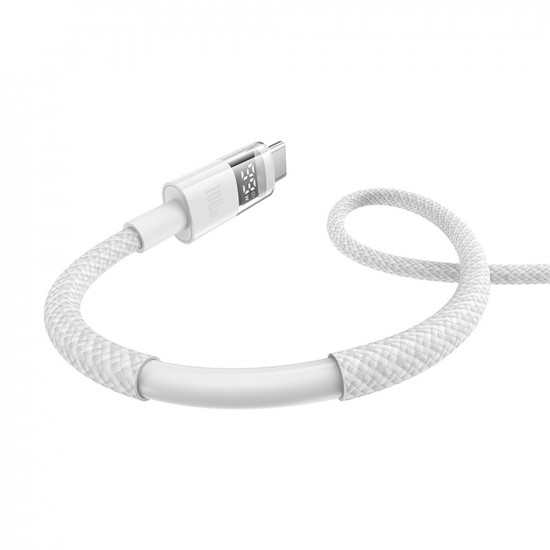 Baseus Data Cable Display 2 (P10382702211 01) Fast Charging, Type C to Type C, Digital Display, 100W, 2m Moon White Baseus Data Cable Display 2 (P10382702211 01) Fast Charging, Type C to Type C, Digital Display, 100W, 2m Moon White