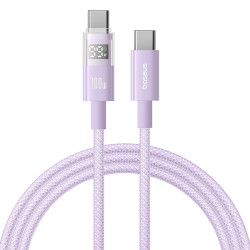 Baseus Data Cable Display 2 (P10382702511 01) Fast Charging, Type C to Type C, Digital Display, 100W, 2m Nebula Purple
