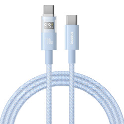 Baseus Data Cable Display 2 (P10382702311 00) Fast Charging, Type C to Type C, Digital Display, 100W, 1m Galaxy Blue