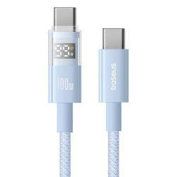 Baseus Data Cable Display 2 (P10382702311 00) Fast Charging, Type C to Type C, Digital Display, 100W, 1m Galaxy Blue