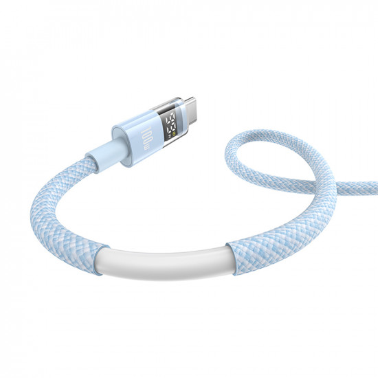 Baseus Data Cable Display 2 (P10382702311 00) Fast Charging, Type C to Type C, Digital Display, 100W, 1m Galaxy Blue Baseus Data Cable Display 2 (P10382702311 00) Fast Charging, Type C to Type C, Digital Display, 100W, 1m Galaxy Blue