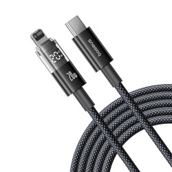 Baseus Data Cable Display 2 (P10382703121 00) Fast Charging, Type C to Lightning, Digital Display, 20W, 1m Cosmic Black Baseus Data Cable Display 2 (P10382703121 00) Fast Charging, Type C to Lightning, Digital Display, 20W, 1m Cosmic Black