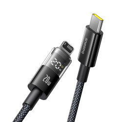Baseus Data Cable Display 2 (P10382703121 00) Fast Charging, Type C to Lightning, Digital Display, 20W, 1m Cosmic Black Baseus Data Cable Display 2 (P10382703121 00) Fast Charging, Type C to Lightning, Digital Display, 20W, 1m Cosmic Black