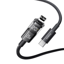 Baseus Data Cable Display 2 (P10382703121 01) Fast Charging, Type C to Lightning, Digital Display, 20W, 2m Cosmic Black