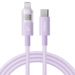 Baseus Data Cable Display 2 (P10382703511 01) Fast Charging, Type C, Lightning, Digital Display, 20W, 2m Nebula Purple