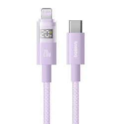 Baseus Data Cable Display 2 (P10382703511 01) Fast Charging, Type C, Lightning, Digital Display, 20W, 2m Nebula Purple Baseus Data Cable Display 2 (P10382703511 01) Fast Charging, Type C, Lightning, Digital Display, 20W, 2m Nebula Purple