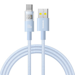 Baseus Data Cable Display 2 (P10382701311 00) Fast Charging, USB to Type C, Digital Display, 100W, 1m Galaxy Blue