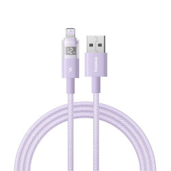 Baseus Data Cable Display 2 (P10382700511 01) USB to Lightning, Fast Charging, Digital Display, 2.4A, 2m Nebula Purple