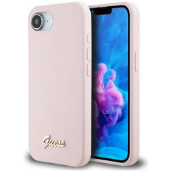 Guess Silicone Script Metal Logo (GUHMPSE4SMBSLP) iPhone 16e Pink