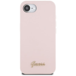 Guess Silicone Script Metal Logo (GUHMPSE4SMBSLP) iPhone 16e Pink