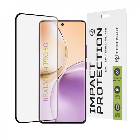 Techsuit 111D Full Cover / Full Glue Glass / 3D Curved Screen Realme 14 Pro Black