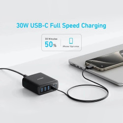 Anker Wall Charger (A2154G11) 3x USB A, 3x Type C, 6in1, Fast Charging, Slim Design, 112W Black Anker Wall Charger (A2154G11) 3x USB A, 3x Type C, 6in1, Fast Charging, Slim Design, 112W Black