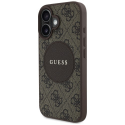 Guess Case 4G Circle Classic Logo MagSafe for iPhone 16 brown