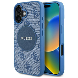 Guess Case 4G Circle Classic Logo MagSafe for iPhone 16 blue