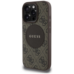 Guess Case 4G Circle Classic Logo MagSafe for iPhone 16 Pro brown