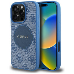 Guess Case 4G Circle Classic Logo MagSafe for iPhone 16 Pro blue