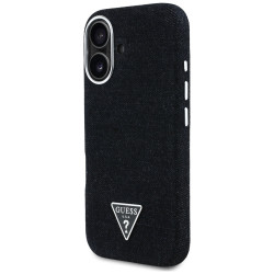 Guess Case Denim Triangle Logo MagSafe for iPhone 16 black
