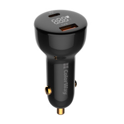 ColorWay Car Charger (CW CHA044PD BK) USB, Type C, Super Fast Charge, 100W, LED Display, Auto ID Chip Black ColorWay Car Charger (CW CHA044PD BK) USB, Type C, Super Fast Charge, 100W, LED Display, Auto ID Chip Black