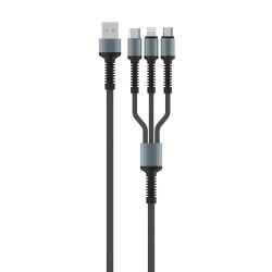 ColorWay Data Cable 4in1 (CW CBU3003 GR) USB to Lightning + Micro USB + Type C, 20W, 4A, Nylon, 1.2m Grey ColorWay Data Cable 4in1 (CW CBU3003 GR) USB to Lightning + Micro USB + Type C, 20W, 4A, Nylon, 1.2m Grey