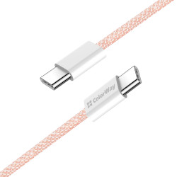 ColorWay Data Cable (CW CBPDCC061 P) for MacBook Pro, Type C to Type C, PD Fast Charging 60W, 3A, Nylon, 1m Pink ColorWay Data Cable (CW CBPDCC061 P) for MacBook Pro, Type C to Type C, PD Fast Charging 60W, 3A, Nylon, 1m Pink