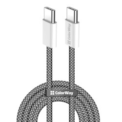 ColorWay Data Cable (CW CBPDCC061 BK) for MacBook Pro, Type C to Type C, PD Fast Charging 60W, 3A, Nylon, 1m Black ColorWay Data Cable (CW CBPDCC061 BK) for MacBook Pro, Type C to Type C, PD Fast Charging 60W, 3A, Nylon, 1m Black