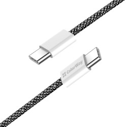 ColorWay Data Cable (CW CBPDCC061 BK) for MacBook Pro, Type C to Type C, PD Fast Charging 60W, 3A, Nylon, 1m Black ColorWay Data Cable (CW CBPDCC061 BK) for MacBook Pro, Type C to Type C, PD Fast Charging 60W, 3A, Nylon, 1m Black