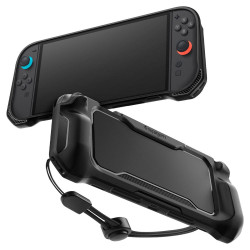 Spigen Protective Case Rugged Armor for Nintendo Switch 2, with Adjustable Strap, Ergonomic Design Matte Black