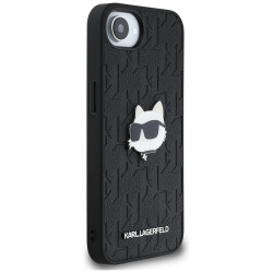 Karl Lagerfeld Hardcase Leather Monogram (KLHCPSE4PGKLCHPK) iPhone 16e Monogram Choupette Head Pin