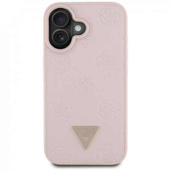 Case Guess Grained Hot Stamp Peony Triangle Logo MagSafe for iPhone 16 pink Case Guess Grained Hot Stamp Peony Triangle Logo MagSafe for iPhone 16 pink