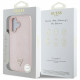 Case Guess Grained Hot Stamp Peony Triangle Logo MagSafe for iPhone 16 pink Case Guess Grained Hot Stamp Peony Triangle Logo MagSafe for iPhone 16 pink