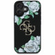 Case Guess Grained Roses Big 4G logo for iPhone 16 black