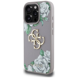 Case Guess Grained Roses Big 4G logo for iPhone 16 Pro purple