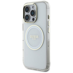 Case Guess IML Metal Colored Circle Classic Logo MagSafe for iPhone 16 Pro white