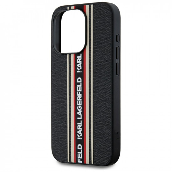 Case Karl Lagerfeld Saffiano Athleisure Stripes Cord for iPhone 15 Pro red