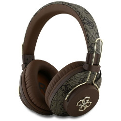 Headphones Guess Bluetooth ENC Metal 4G Logo brown