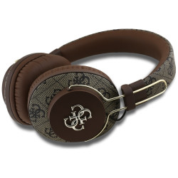 Headphones Guess Bluetooth ENC Metal 4G Logo brown