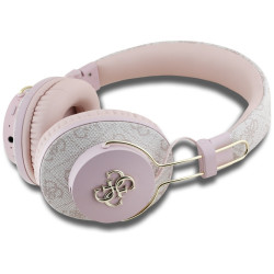 Headphones Guess Bluetooth ENC Metal 4G Logo pink
