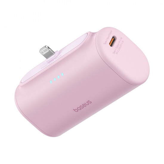Baseus Power Bank (P10068307413 00) Lightning, Compact Design, 20W, 5000mAh, with Cable Type C Baby Pink Baseus Power Bank (P10068307413 00) Lightning, Compact Design, 20W, 5000mAh, with Cable Type C Baby Pink