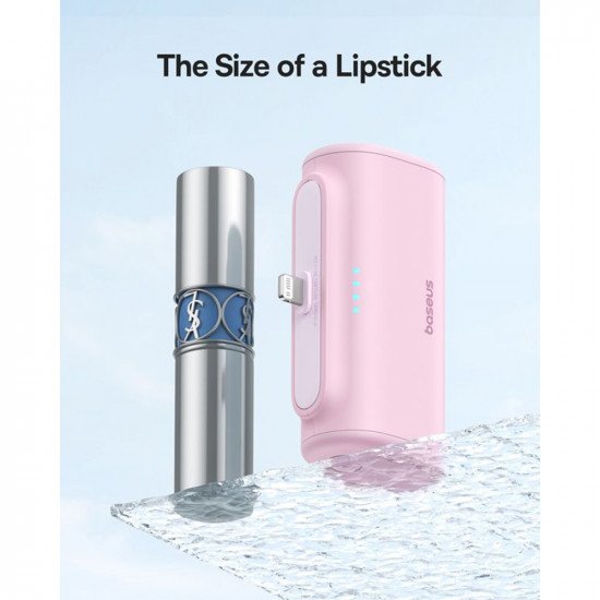 Baseus Power Bank (P10068307413 00) Lightning, Compact Design, 20W, 5000mAh, with Cable Type C Baby Pink Baseus Power Bank (P10068307413 00) Lightning, Compact Design, 20W, 5000mAh, with Cable Type C Baby Pink