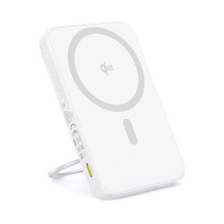 Baseus Power Bank PicoGo (P10076800213 01) Type C, Qi2, Fast Charging, 20W, 5000mAh, Rotable Stand, Cable Type C White