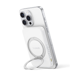 Baseus Power Bank PicoGo (P10076800213 01) Type C, Qi2, Fast Charging, 20W, 5000mAh, Rotable Stand, Cable Type C White