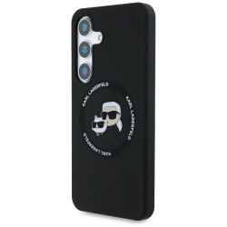 Case Karl Lagerfeld Silicone Double Heads And Circle MagSafe Samsung Galaxy S25+ black