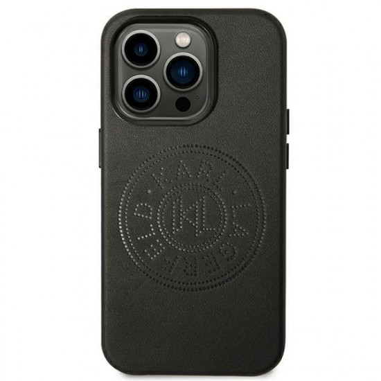 Karl Lagerfeld KLHCP14XFWHK iPhone 14 Pro Max 6.7" hardcase black/black Leather Perforated Logo Karl Lagerfeld KLHCP14XFWHK iPhone 14 Pro Max 6.7" hardcase black/black Leather Perforated Logo