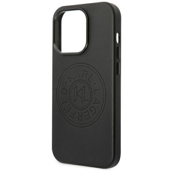 Karl Lagerfeld KLHCP14XFWHK iPhone 14 Pro Max 6.7" hardcase black/black Leather Perforated Logo Karl Lagerfeld KLHCP14XFWHK iPhone 14 Pro Max 6.7" hardcase black/black Leather Perforated Logo